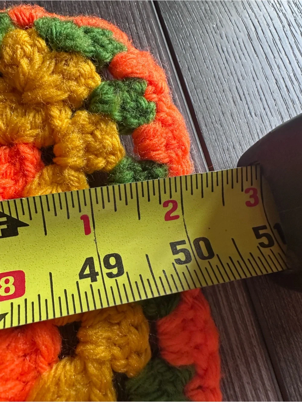 Vintage 70s Crochet Afghan Granny Square Blanket Retro Boho Orange Green Gold